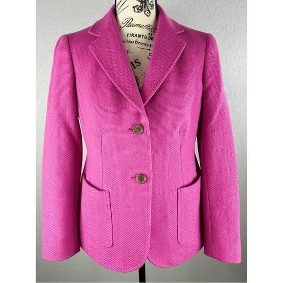 Lands End Women’s Hot Pink Fully Lined Wool Blend Blazer Jacket size 6P / Petite - Picture 7 of 10